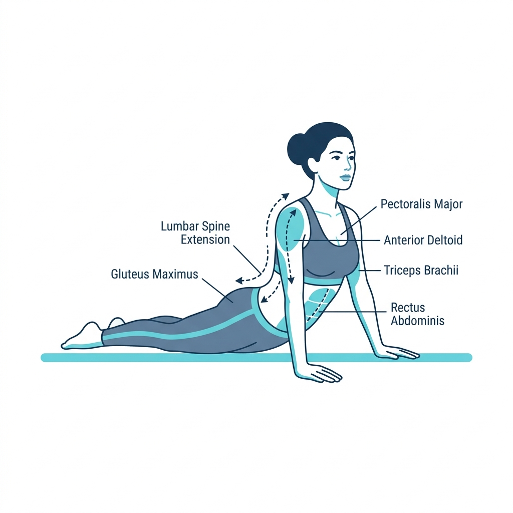 Cobra Stretch (Bhujangasana) anatomical alignment detail
