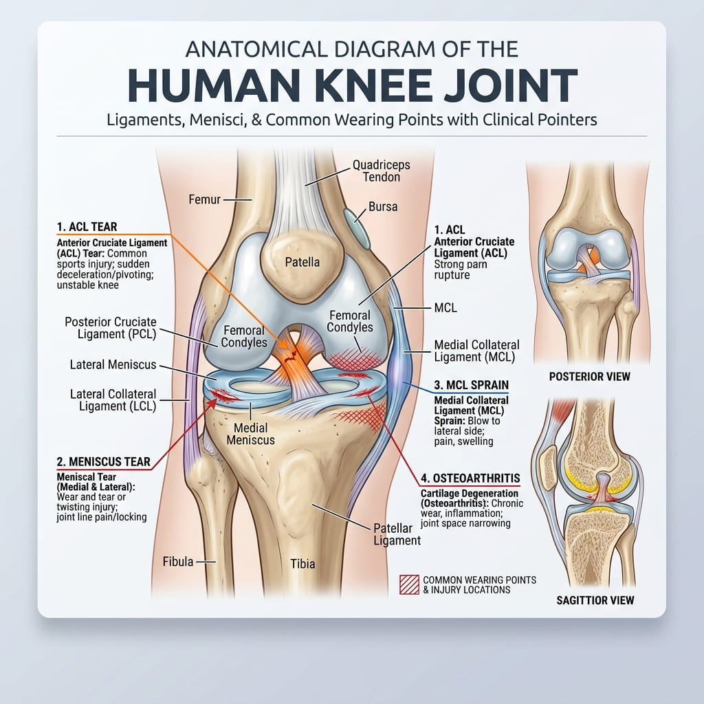 Orthopaedic Physiotherapy anatomical explanation diagram
